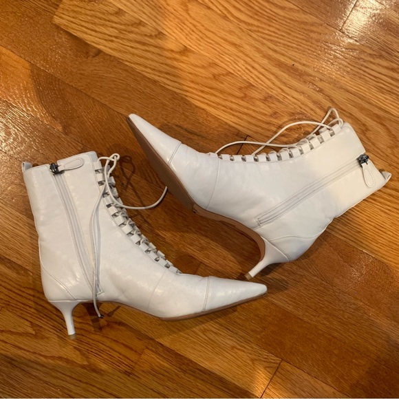 Alexandre Birman Millen White Lace up Leather Booties - Picture 2 of 14